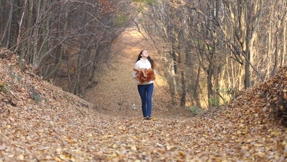 Woman Walking In Nature