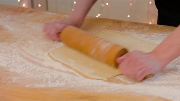 White Flour And Pastry On Wooden Table