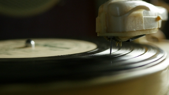 Playing On Old Vinyl Record 