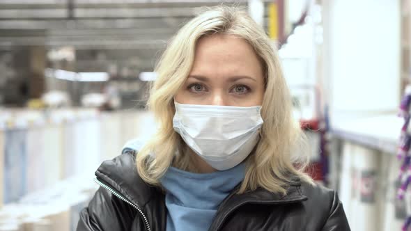 Female Customer in a Store in a Medical Mask