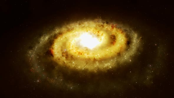 Spectacular view of a glowing galaxy - gravitationally bound system of stars.