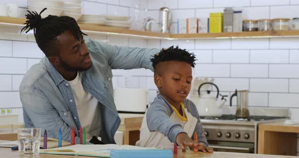 Father and son at home