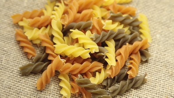 Rotated Uncooked Italian Macaroni Pasta.