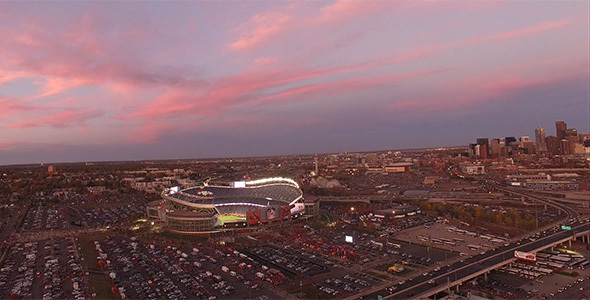 Aerial View of Downtown Denver, Colorado USA