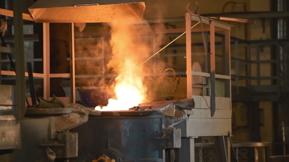 The Liquid Metal Is Poured In Factory