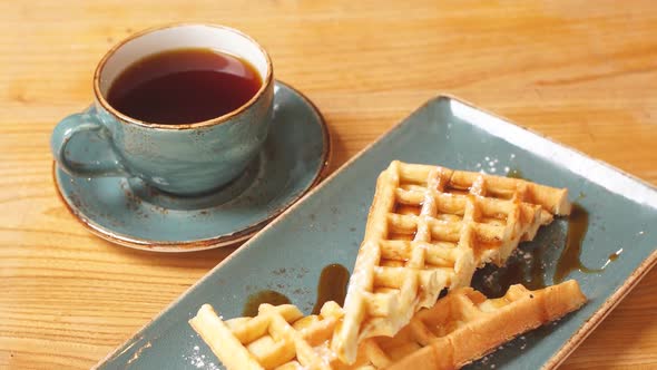 Delicious Dessert and Aromatic Coffee Are Beautifully on the Table.