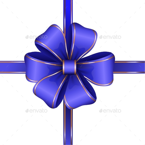 Blue Gift Bow with Ribbon