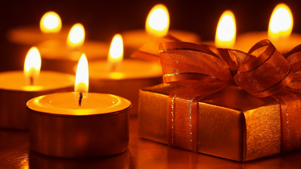 Gift Box With White Candles