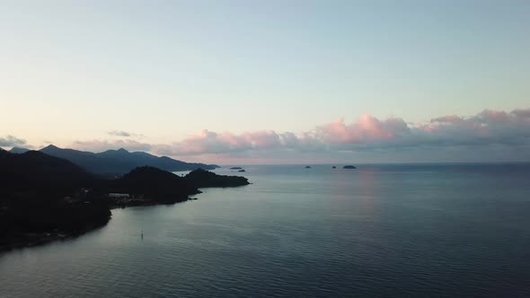 Dawn on Chang island. Turquoise clear water with waves reflects the environment.