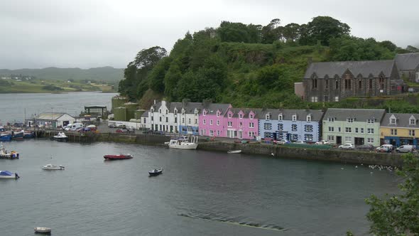 Portree harbor on a cloudy day, Isle of Skye