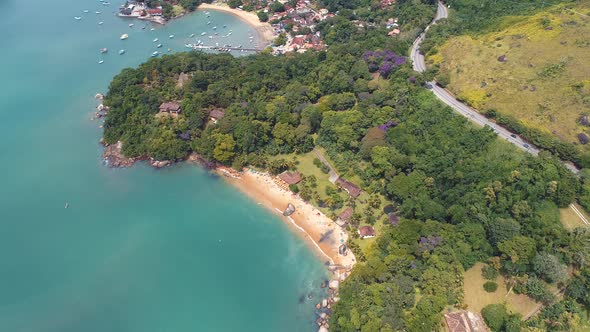 Paraty bay water. Beach landmark travel destination in Brazil.