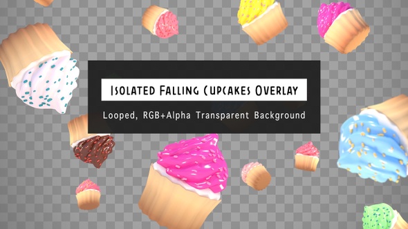 Isolated Falling Cupcakes Overlay