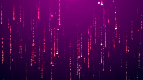 Fiery Orange Golden Particles and Stripes Animation As Rain on Purple Background