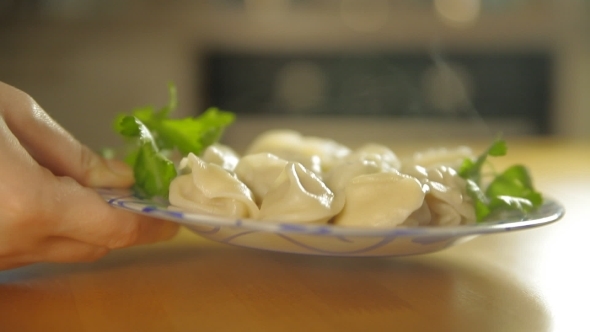 Plate With Dumplings On a Table