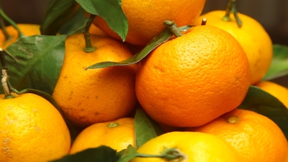 Rotating Fresh Tangerines