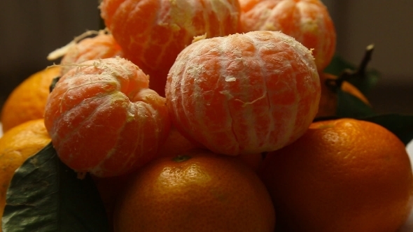 Fresh Tangerines With Leaves