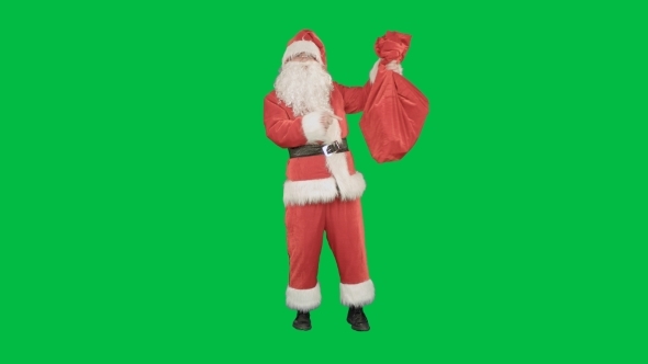 Santa Claus With a Sack Of Gifts Dance On a Green