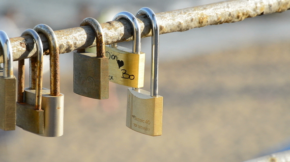 Locks with Names of Couples in Love