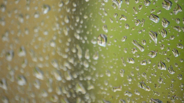 Raindrops Sliding Down in a Window Panel alt