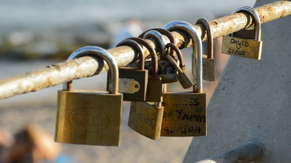 Padlocks with Names of Couples in Love