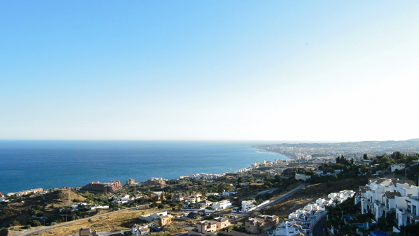 Aerial View of Town together the Sea