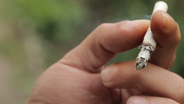 Cigarette In The Hands Of a Smoker