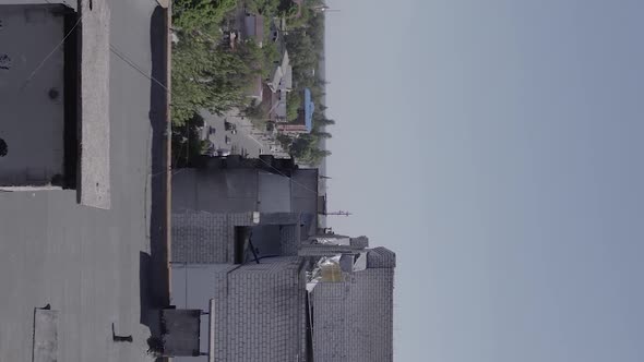 Vertical Video of a Residential Building Destroyed During the War in Ukraine