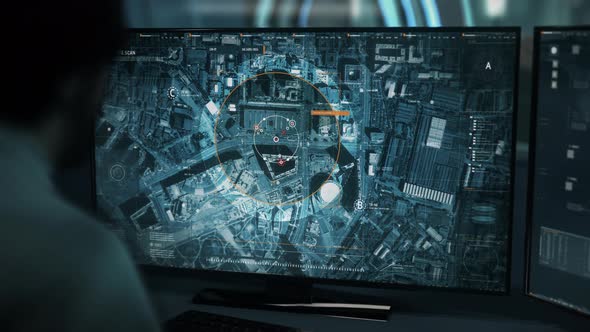 Police drone scan ui identifies the stolen target car speeding on the highway alt