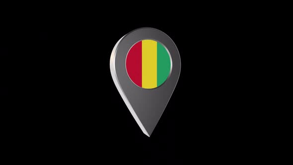 3d Animation Map Navigation Pointer With Guinea Flag With Alpha Channel  - 2K