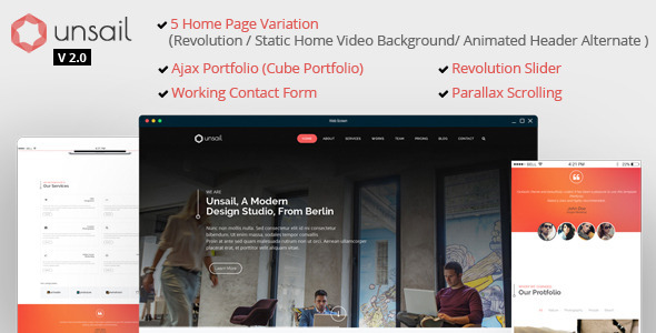 Unsail : One Page Parallax Html Template