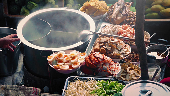 Spread Of Delicious Food On River Boat