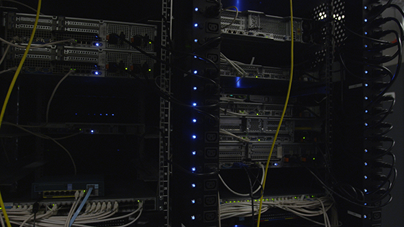 Power Cables And Ceiling Of Datacenter