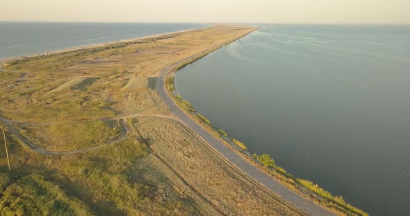 Aerial View of Tuzly Estuary National Nature Park Near By Black Sea Coast Ukraine