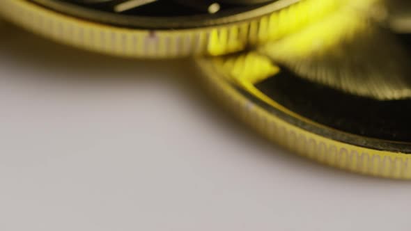 Rotating shot of Titan Bitcoins (digital cryptocurrency) - BITCOIN TITAN 