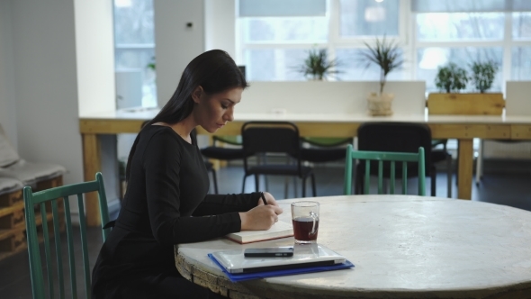 Woman Working And Waiting For The Meeting 