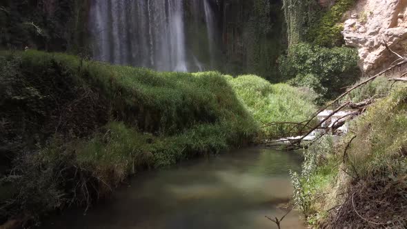 Waterfall surrounded by greenery