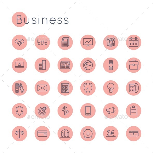 Vector Round Business Icons