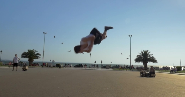 Acrobatic Show In City Street