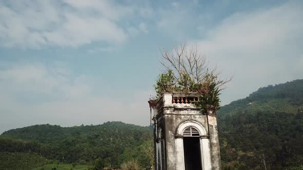 Aerial ascending reveal Sungai Lembu Church of the Sacred Heart of Jesus