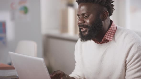 Black Man Participating In Online Meeting