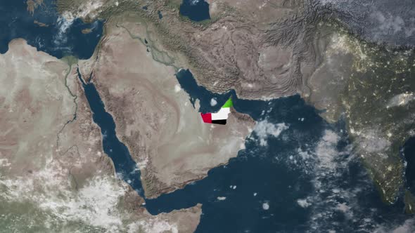 4K Globe Map of UAE with a flag (Highlighted)