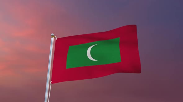 Flag Of Maldives Waving