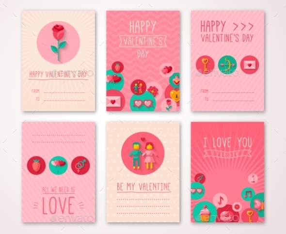 Set Of Valentines Day Brochures Template