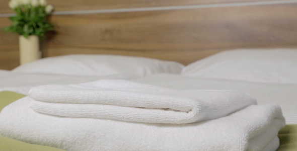 Towels in the Hotel Bedroom 