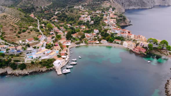 Top View Panorama of Greek City of Asos, Kefalonia