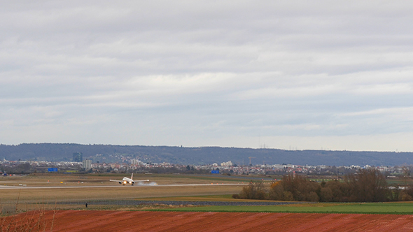 Airplane Landing On Runway