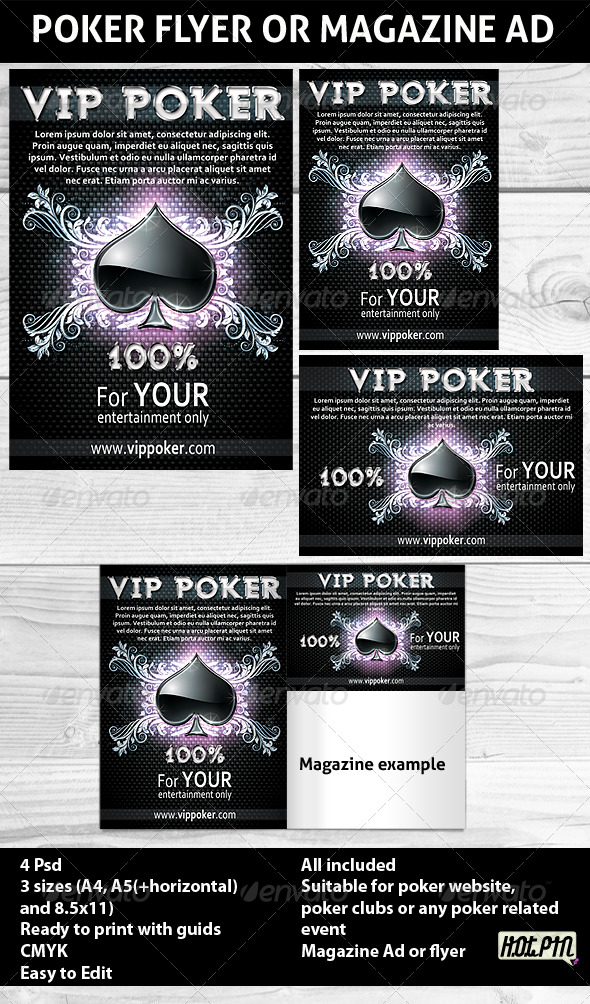 Poker Magazine Ads or flyers Template