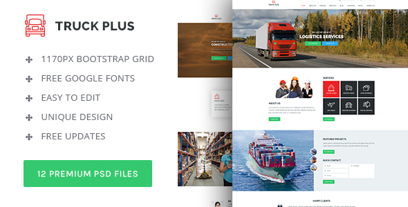 Truck Plus - Transportation and Logistics PSD Template 