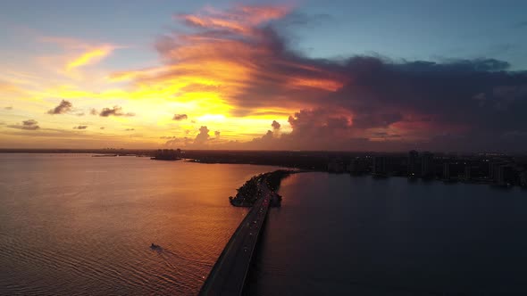 Aerial landscape of coast city of Miami Florida United States