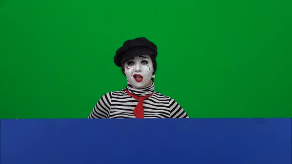 Mime Taking Clothes Off, Throwing Away. Chroma Key. Close Up.